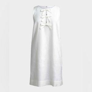 NWT J.Crew White Bow-front shift dress in stretch linen blend Size M